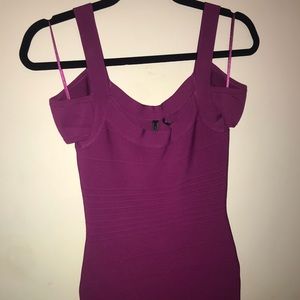 Guess bandage purple off the shoulders dress